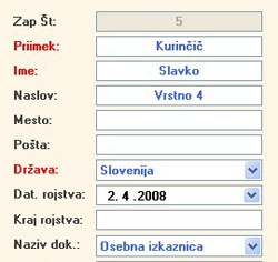 Primer prijave za preizkusno razliico